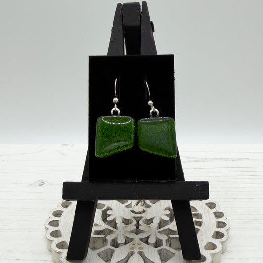 Shimmer Green Dichroic Glass Earrings