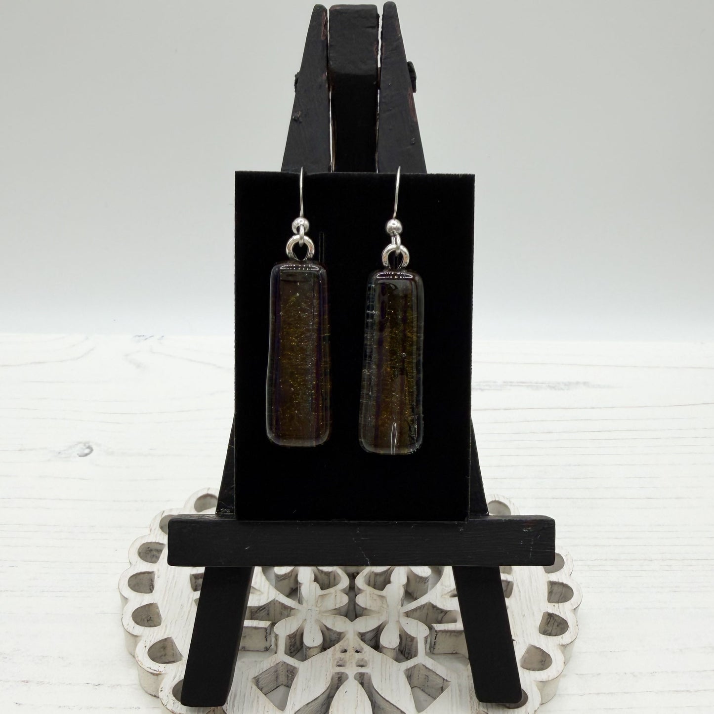 Bronze Dichroic Glass Earrings