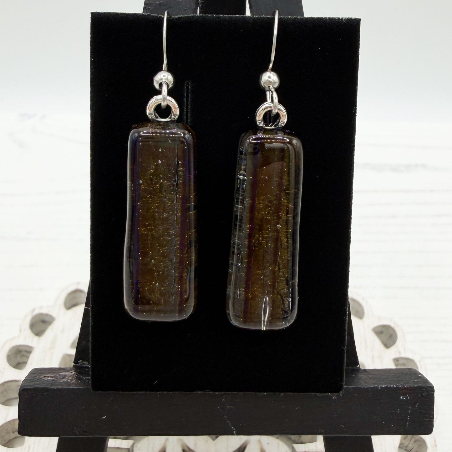 Bronze Dichroic Glass Earrings