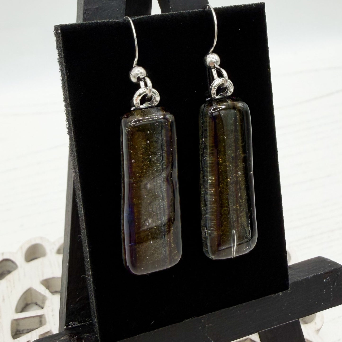 Bronze Dichroic Glass Earrings