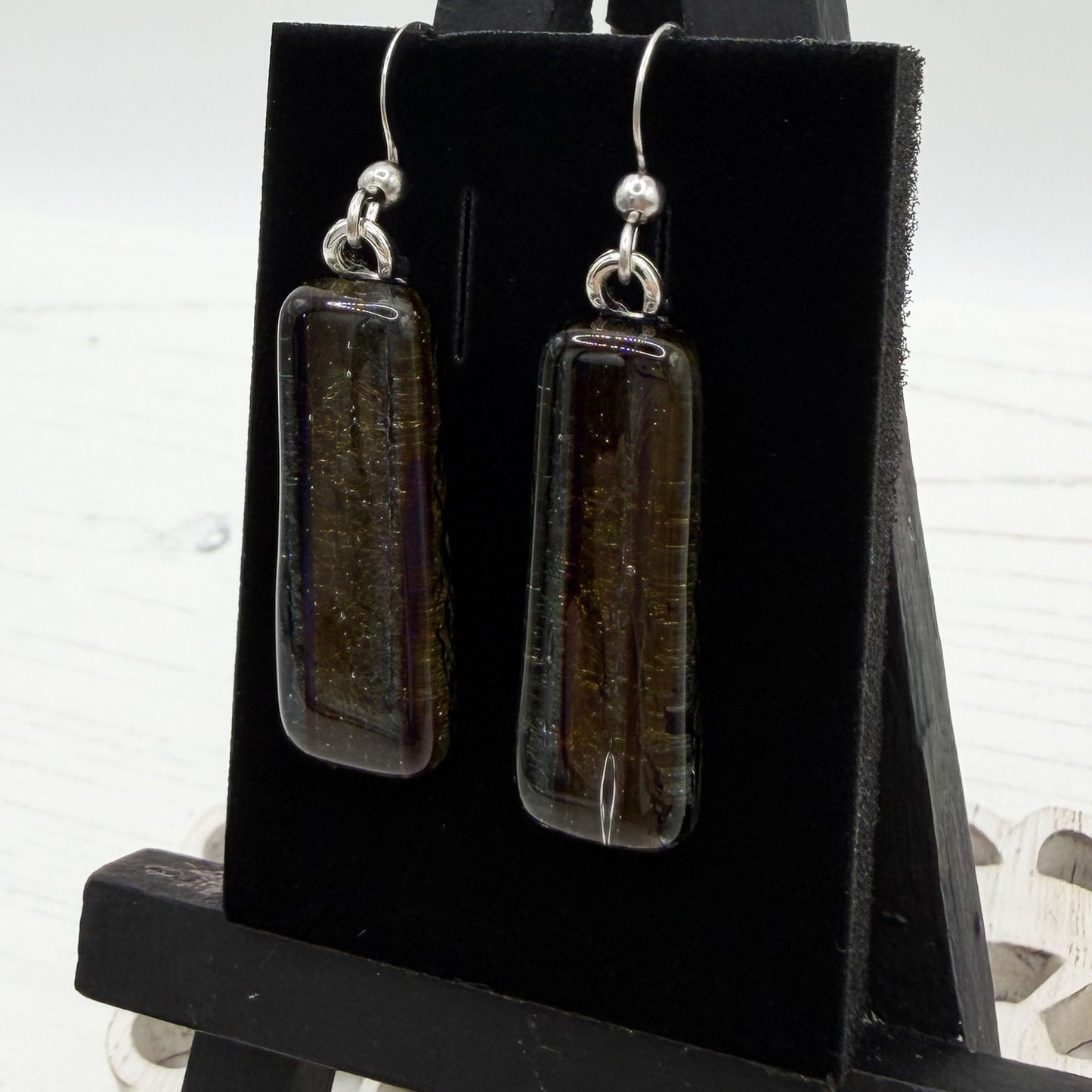 Bronze Dichroic Glass Earrings