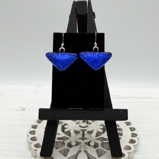 Crinkle Blue Dichroic Glass Earrings