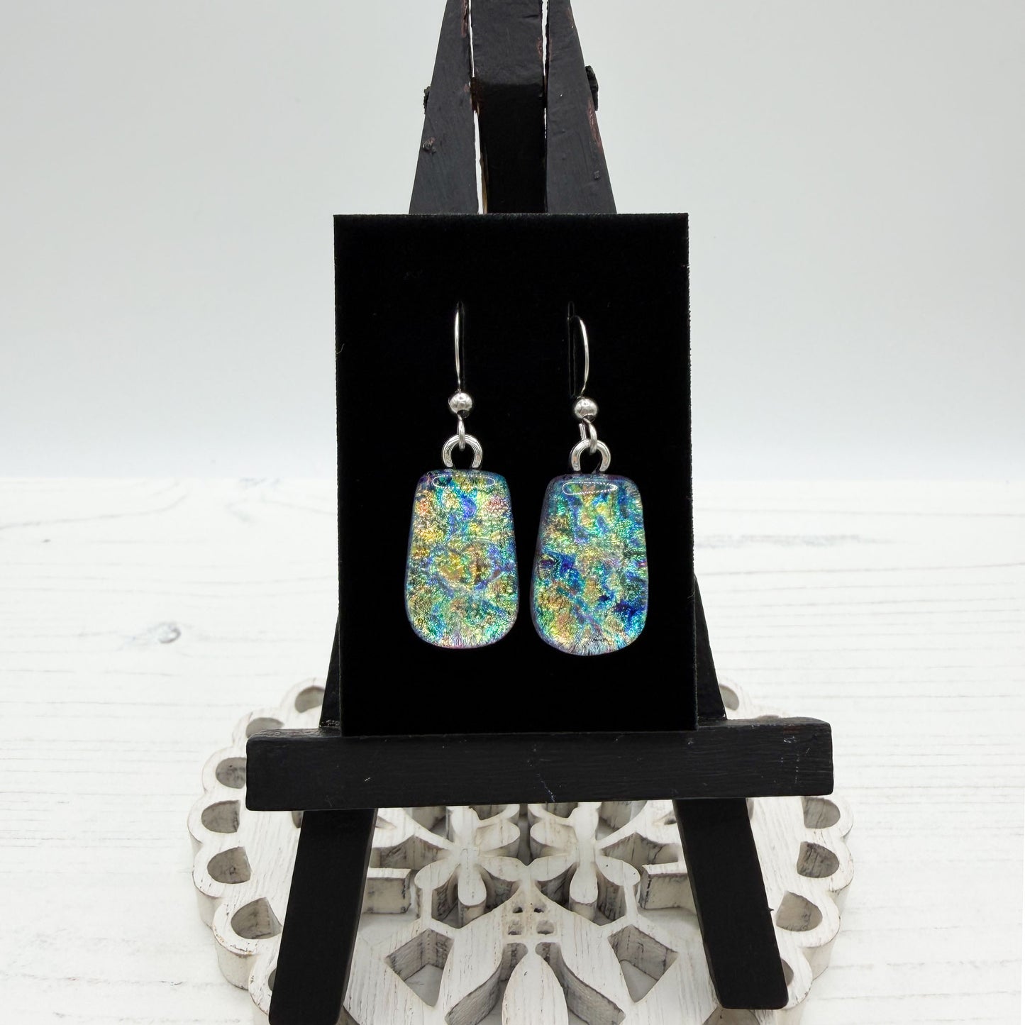Rainbow Drop Dichroic Glass Earrings