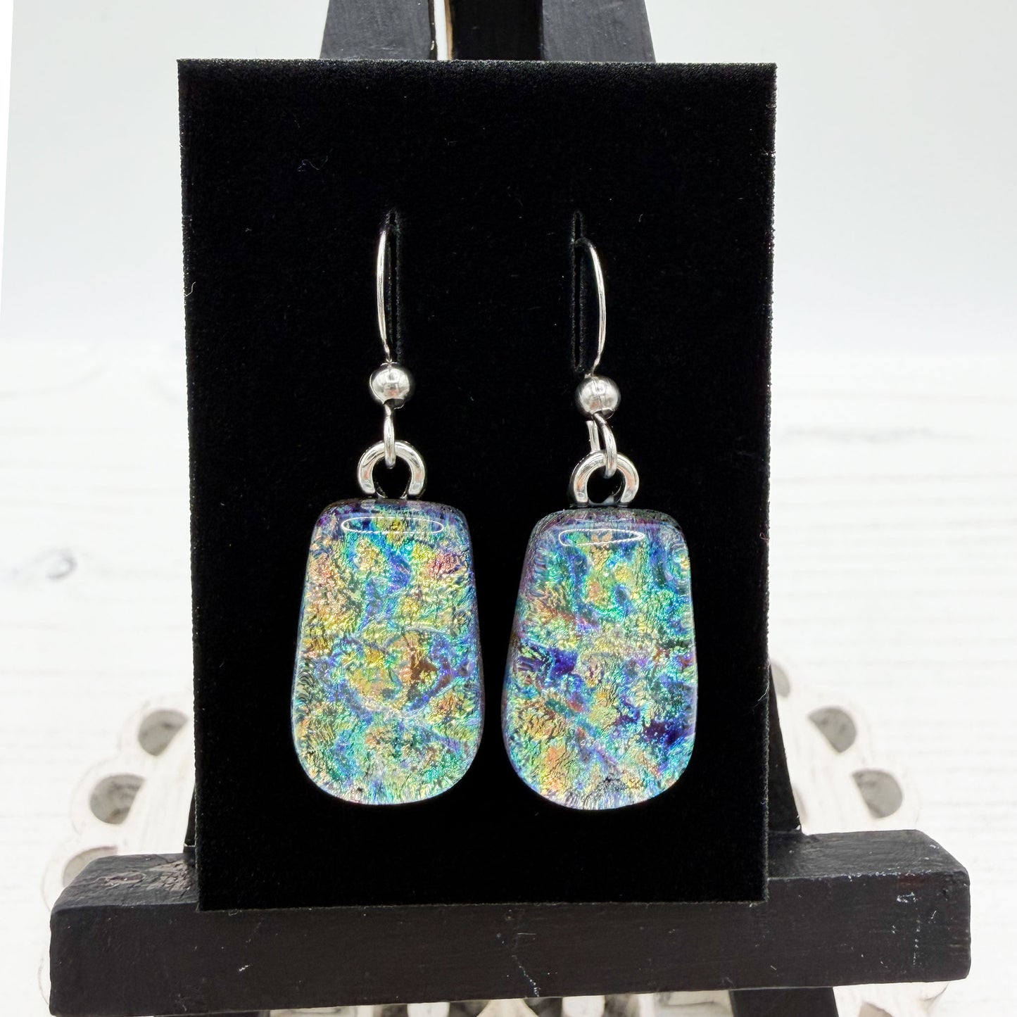 Rainbow Drop Dichroic Glass Earrings