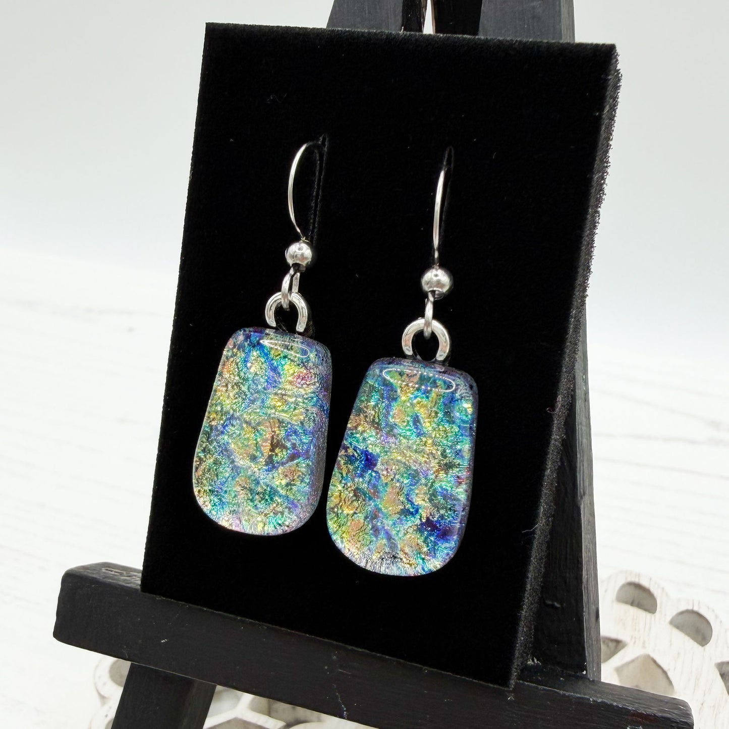 Rainbow Drop Dichroic Glass Earrings
