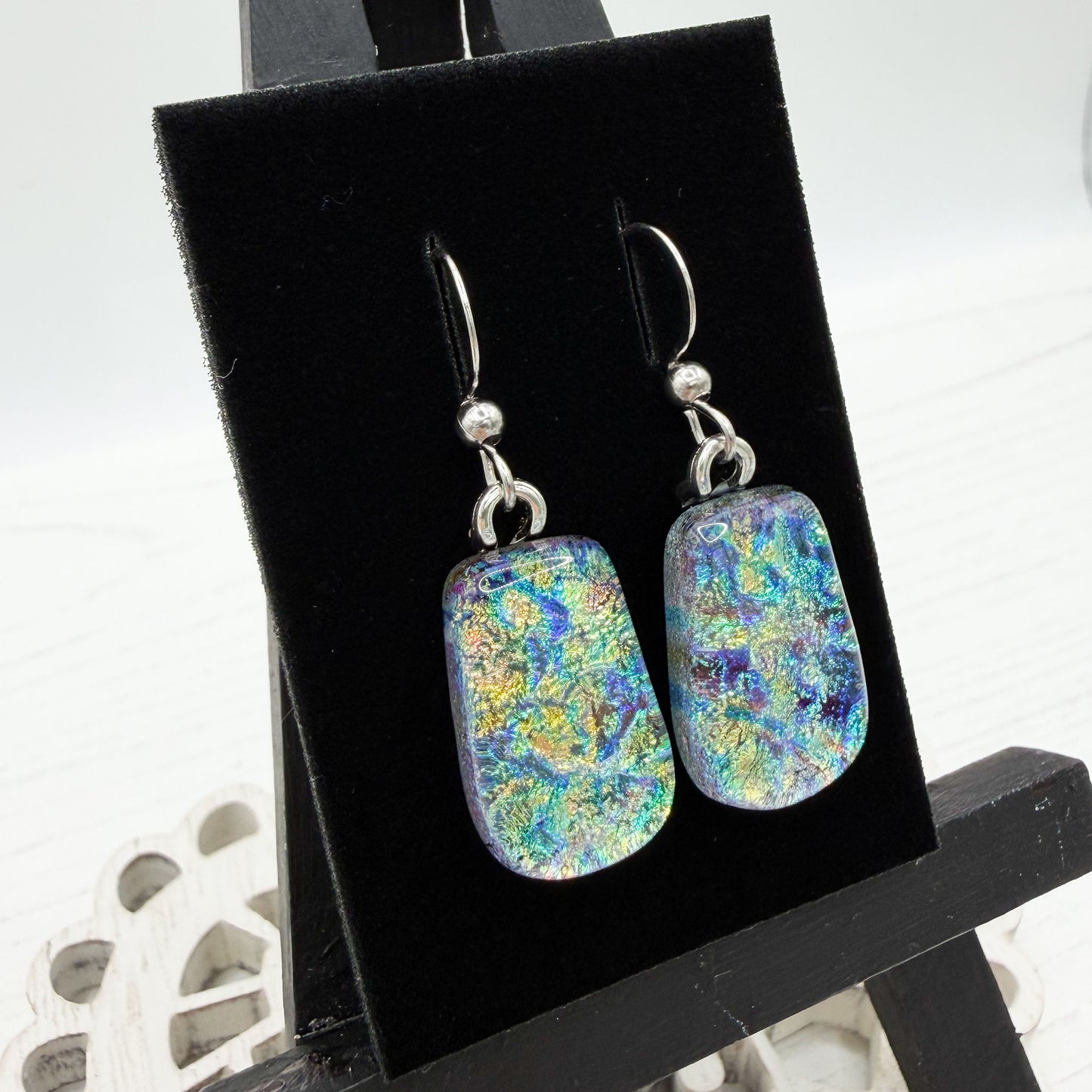 Rainbow Drop Dichroic Glass Earrings