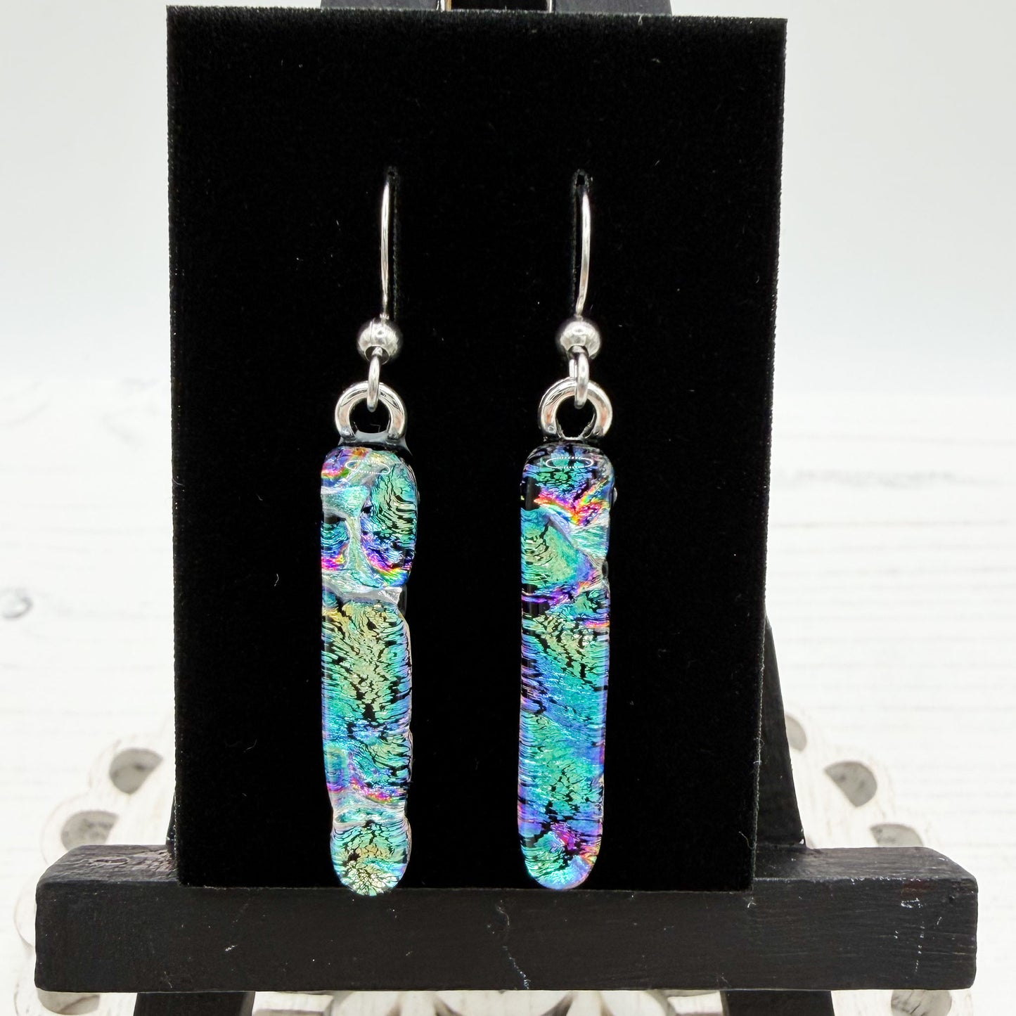 Rainbow Dichroic Glass Earrings
