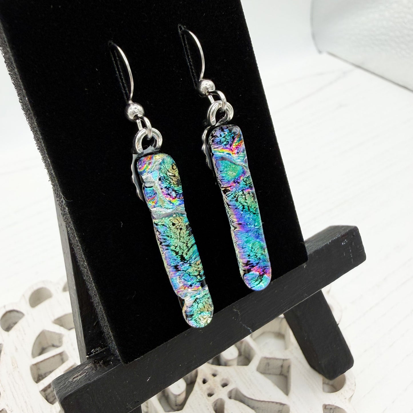 Rainbow Dichroic Glass Earrings