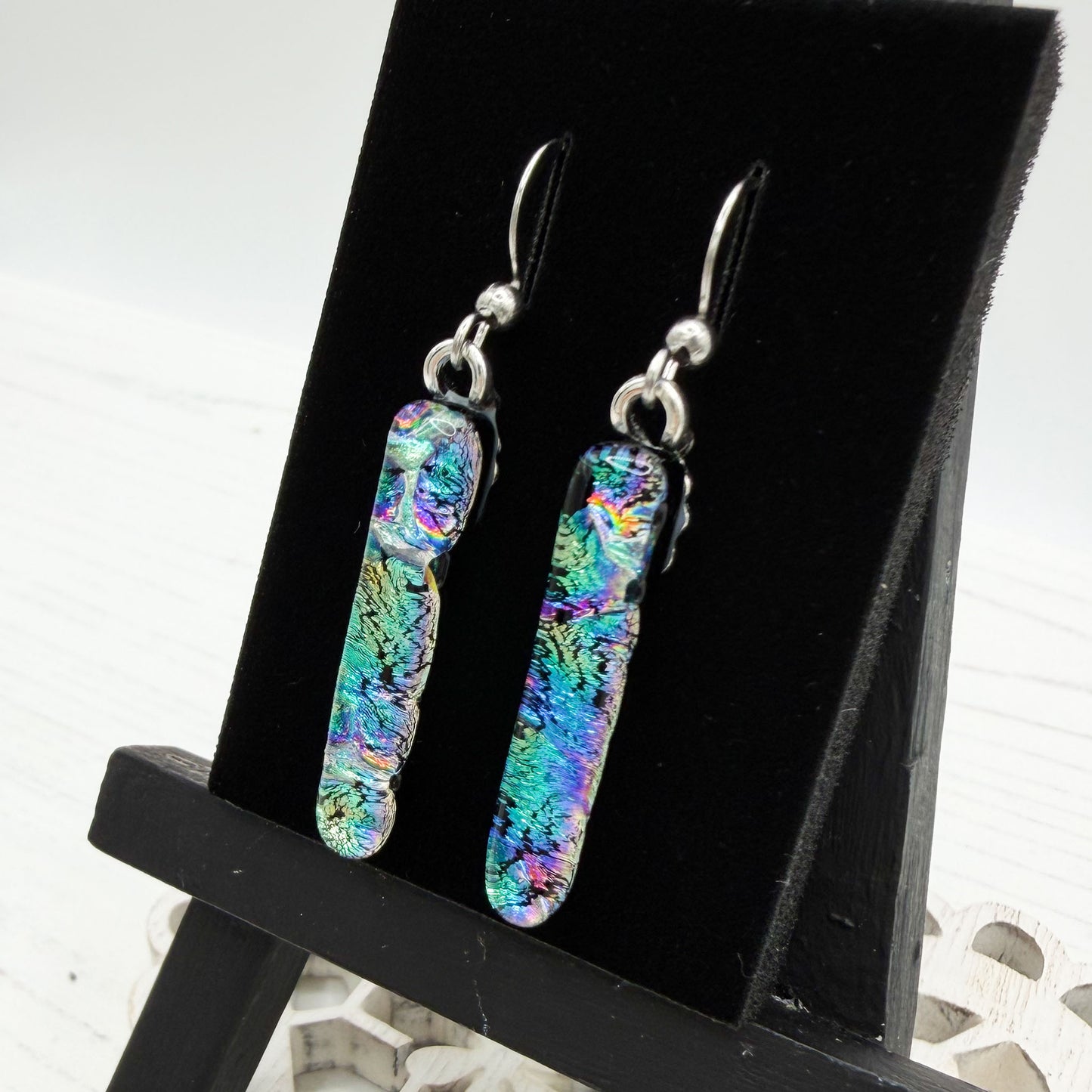 Rainbow Dichroic Glass Earrings