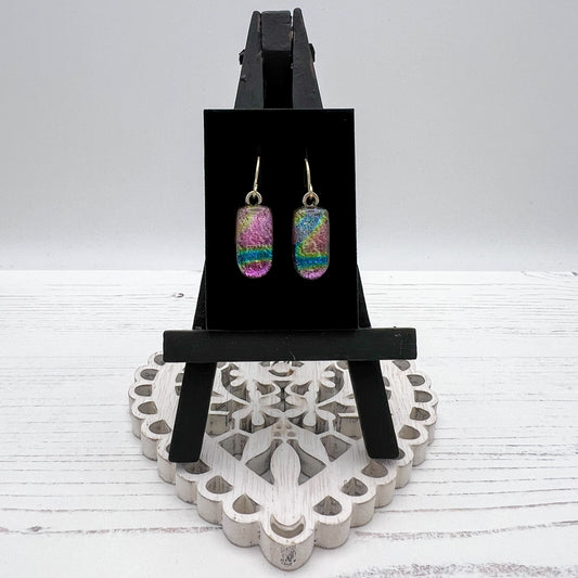 Plum Rainbow Glass Earrings