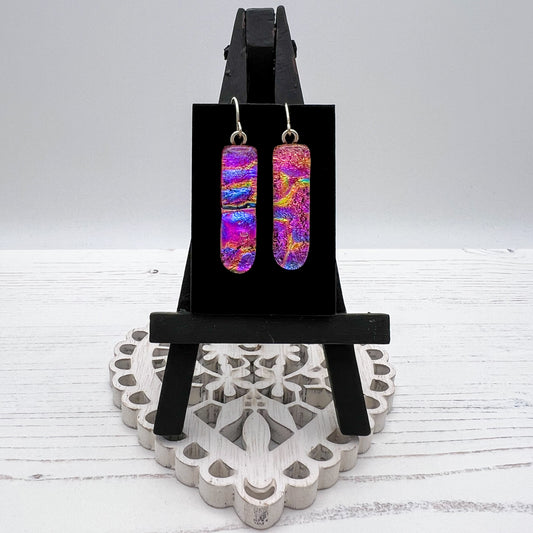 Rainbow Pink Glass Earrings