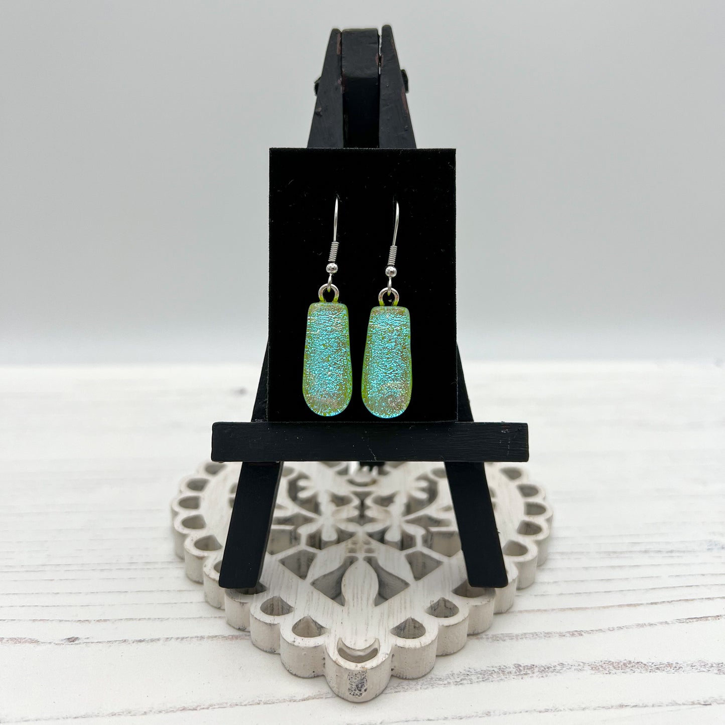 Blue Green Glass Earrings