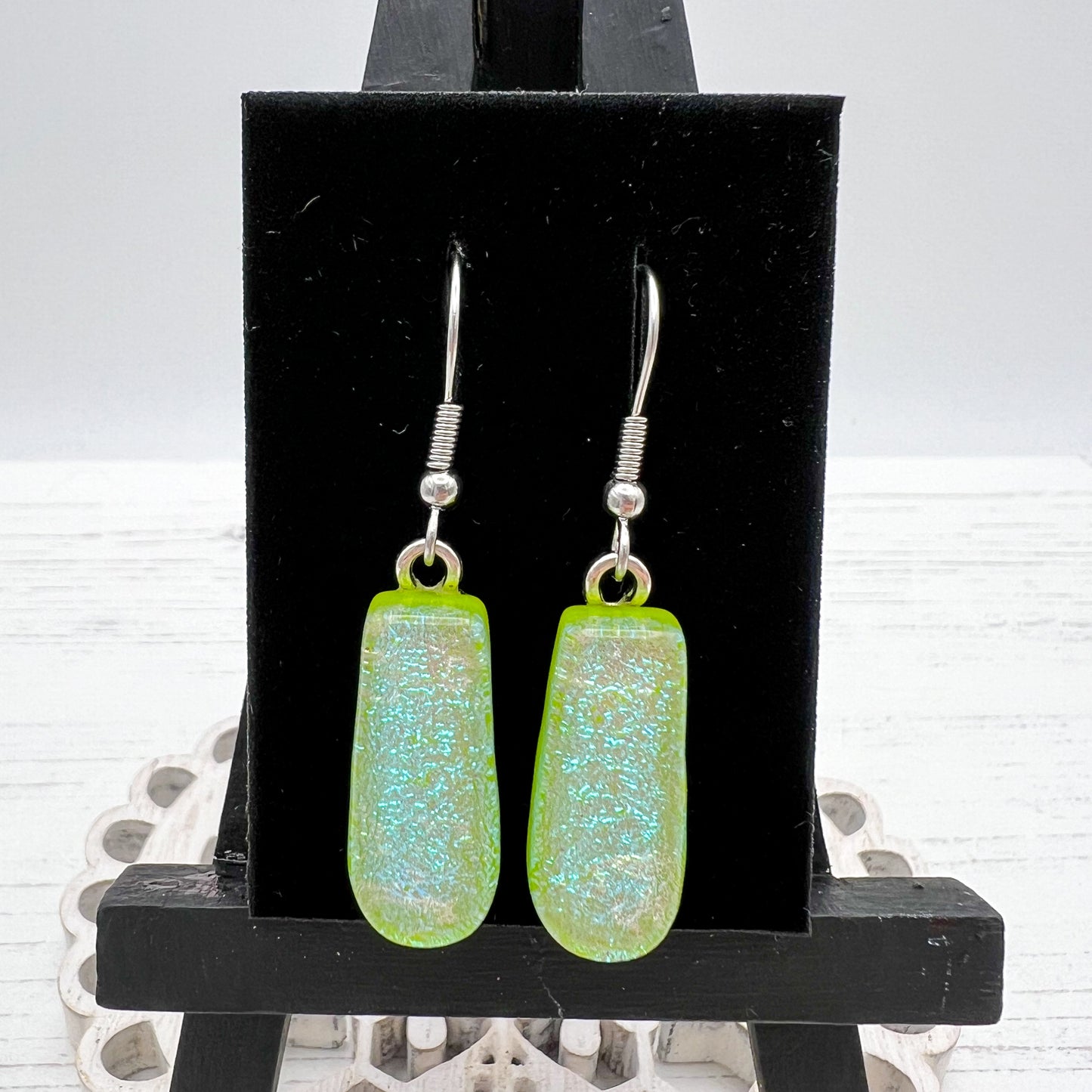 Blue Green Glass Earrings