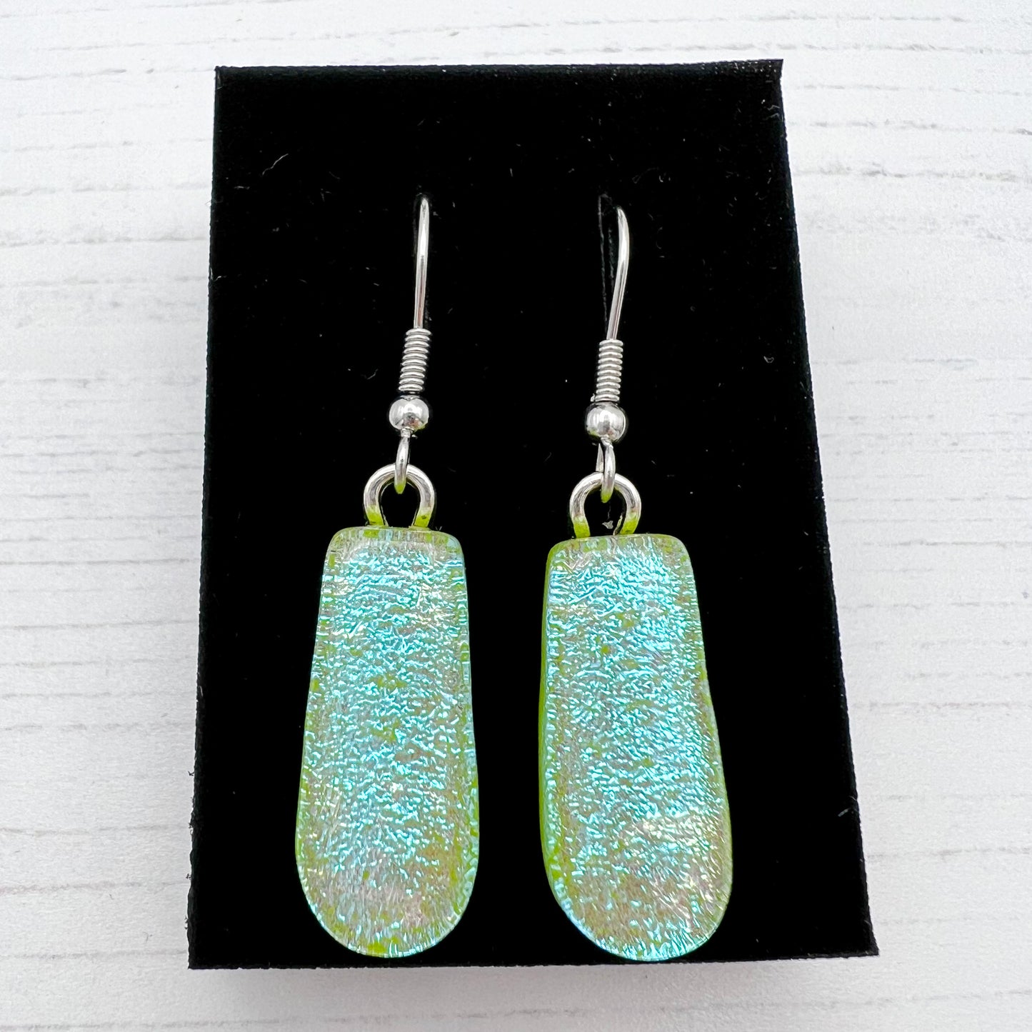 Blue Green Glass Earrings