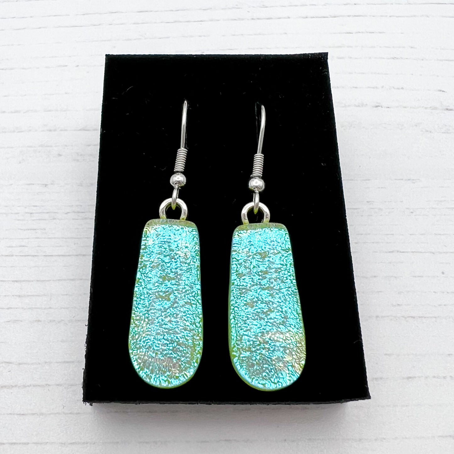 Blue Green Glass Earrings