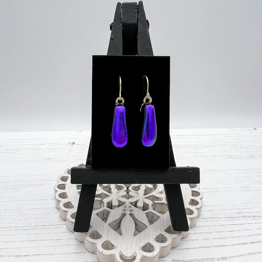 Navy Purple Glass Earrings