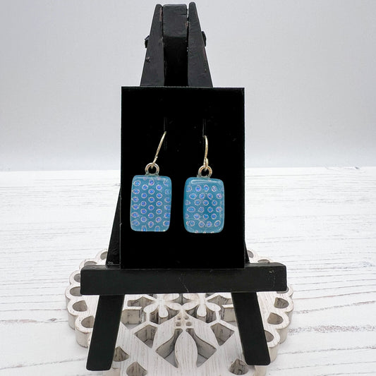 Blue Polka Dot Glass Earrings