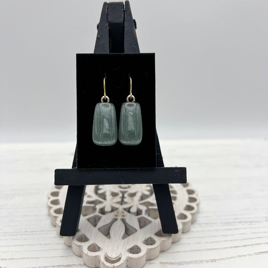 Grey Drop Glass Earrings