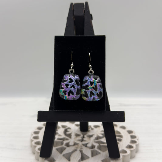 Black Hearts Glass Earrings