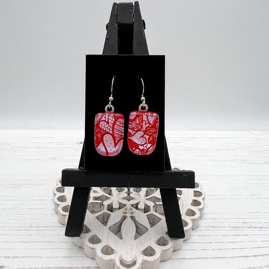 Red Hearts Glass Earrings