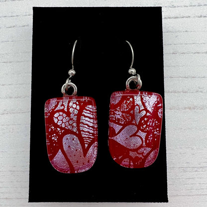 Handmade Orange Dichroic Glass Earrings - Reds, Oranges, Copper, Gold