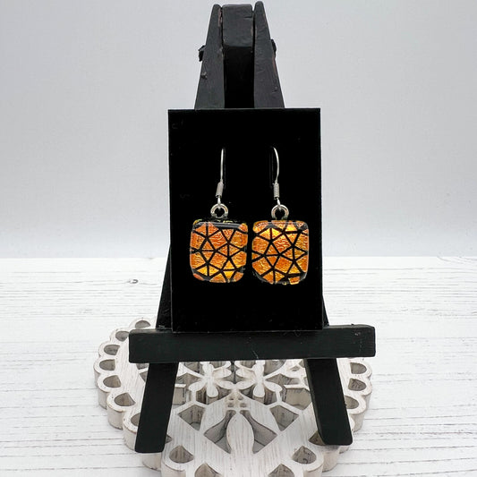 Copper Geometric Glass Earrings