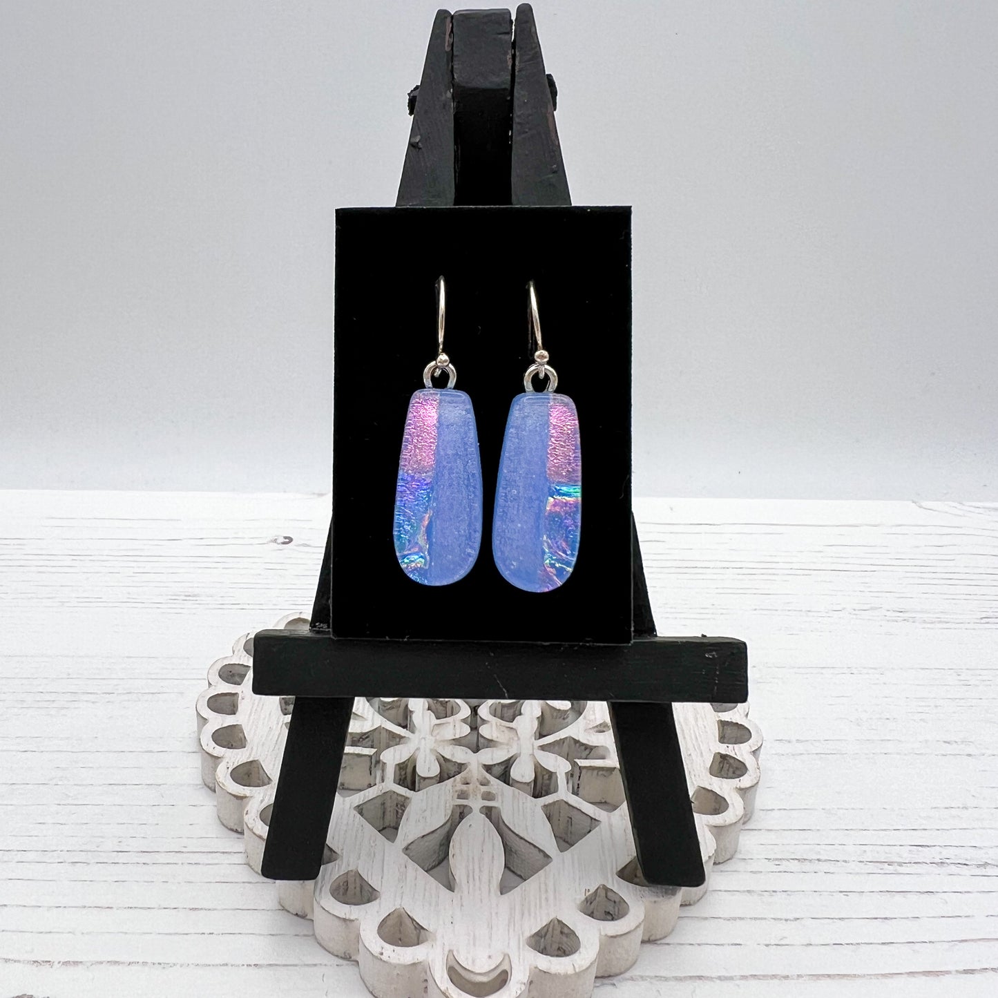 Blue Pink Glass Earrings