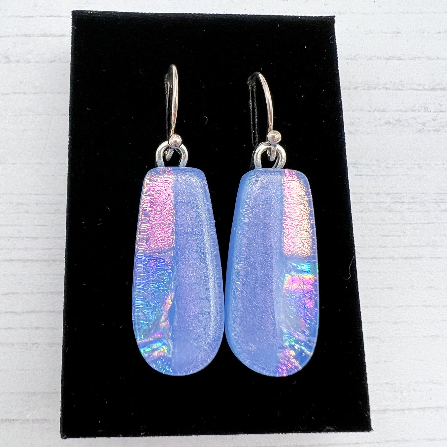 Blue Pink Glass Earrings