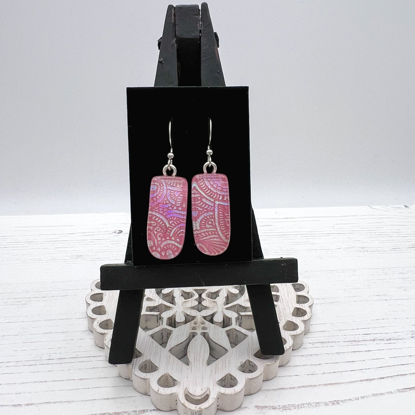 Pink Paisley Glass Earrings