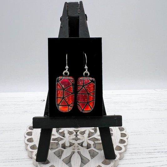 Geometric Red Glass Earrings