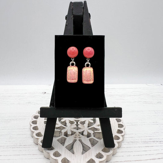 Salmon Pink Glass Earrings