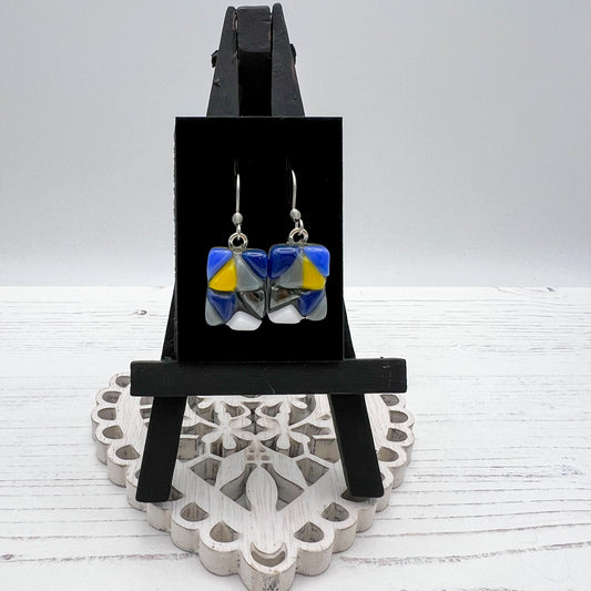 Triangle Blues Glass Earrings