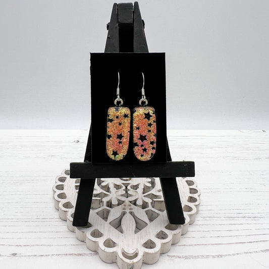 Pink Stars Glass Earrings