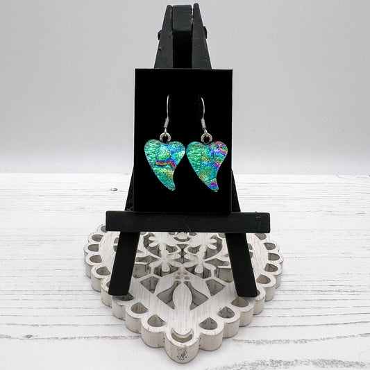 Multicoloured Heart Glass Earrings