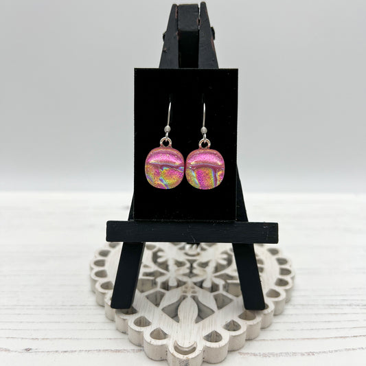 Pink Rainbow Glass Earrings