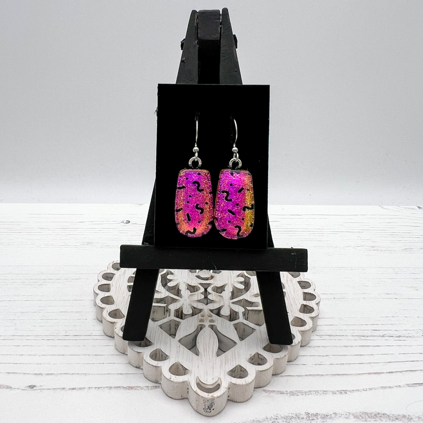 Pink Squiggle Glass Earrings