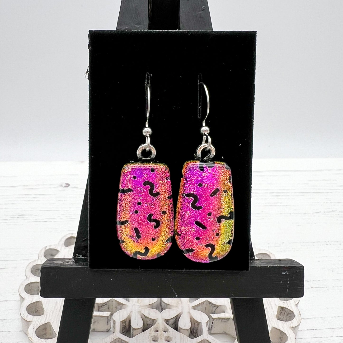 Pink Squiggle Glass Earrings
