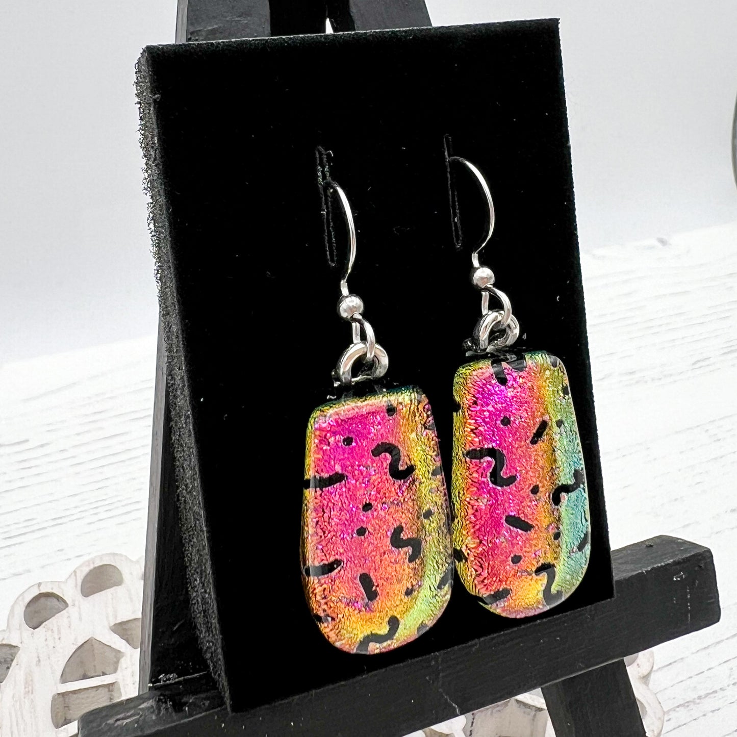 Pink Squiggle Glass Earrings