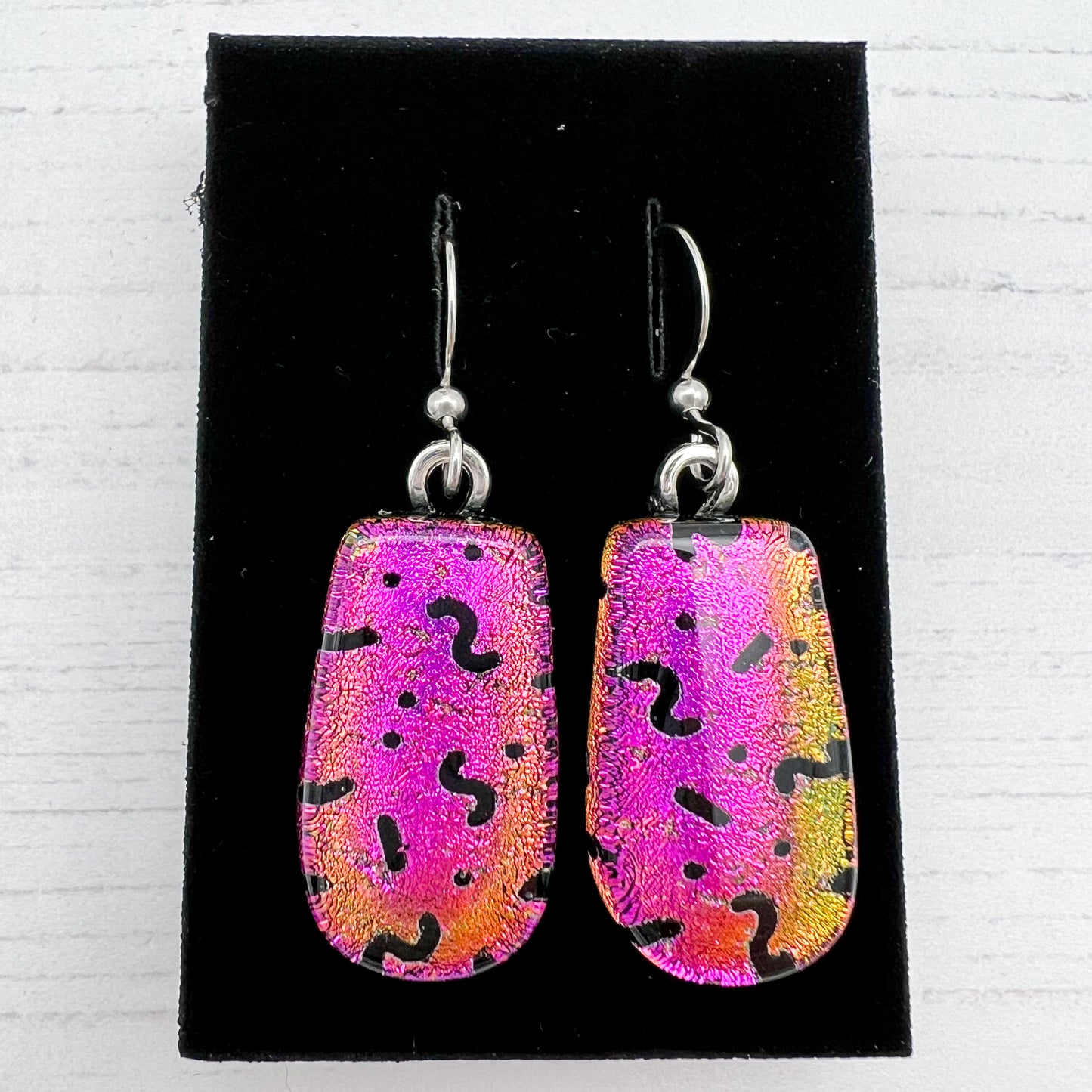 Pink Squiggle Glass Earrings