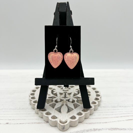Pink Heart Glass Earrings