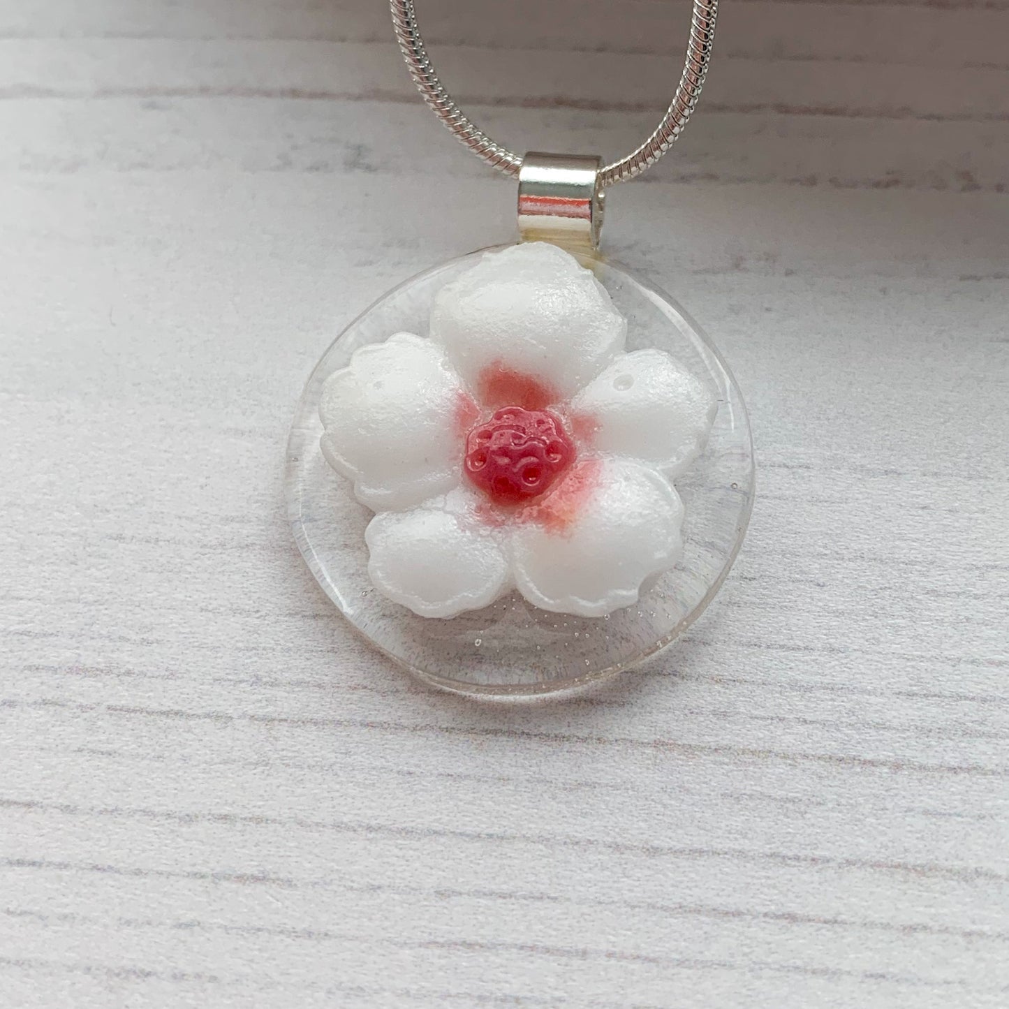 White Pink Flower Necklace
