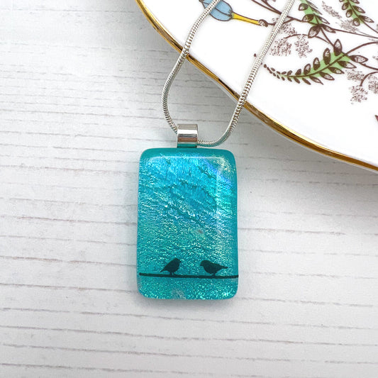 Love Birds Glass Necklace