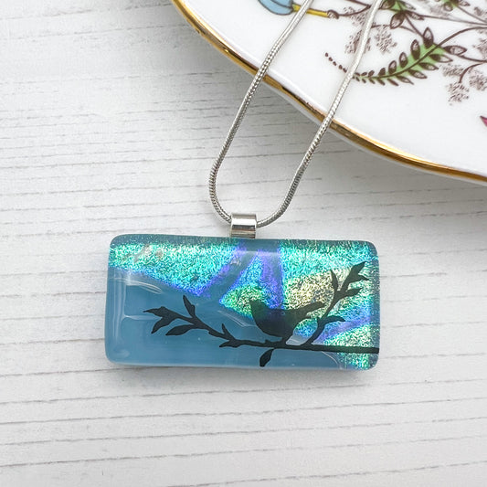 Blue Bird Glass Necklace