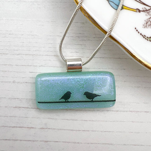 Pair of Birds Glass Necklace