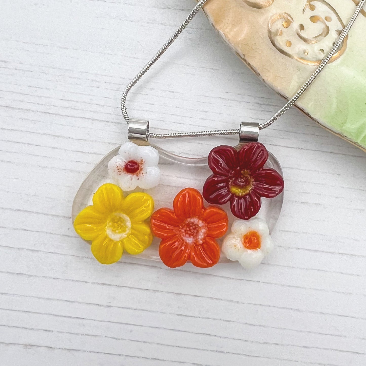 Red Orange Flower Necklace