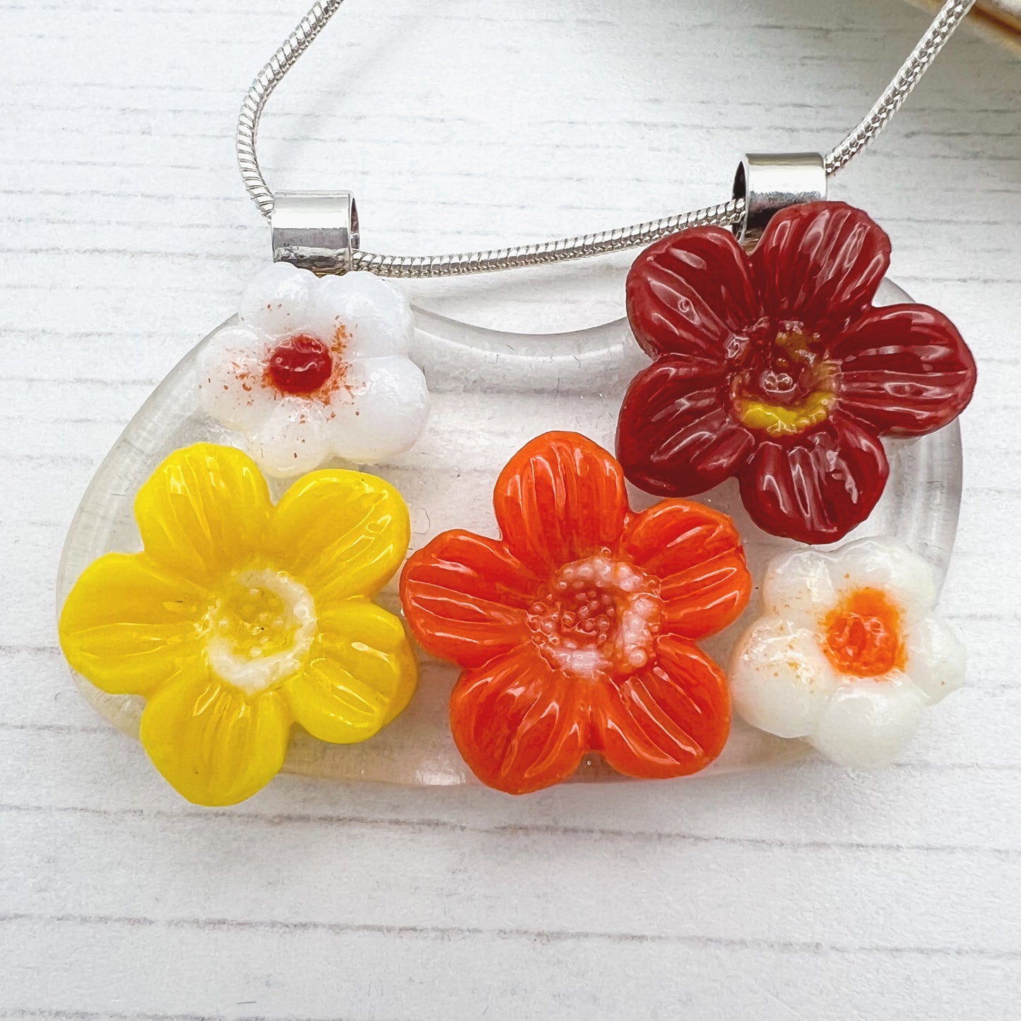 Red Orange Flower Necklace