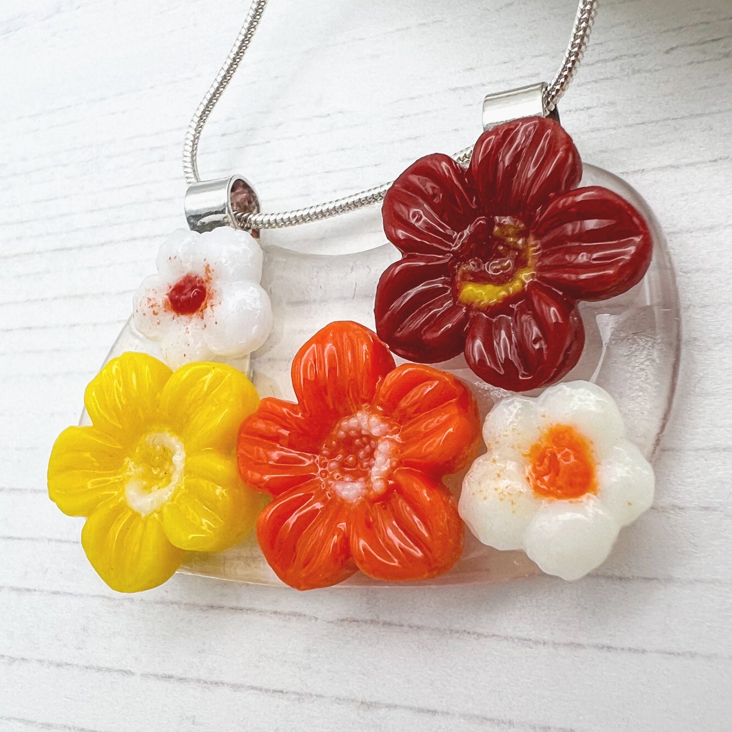 Red Orange Flower Necklace