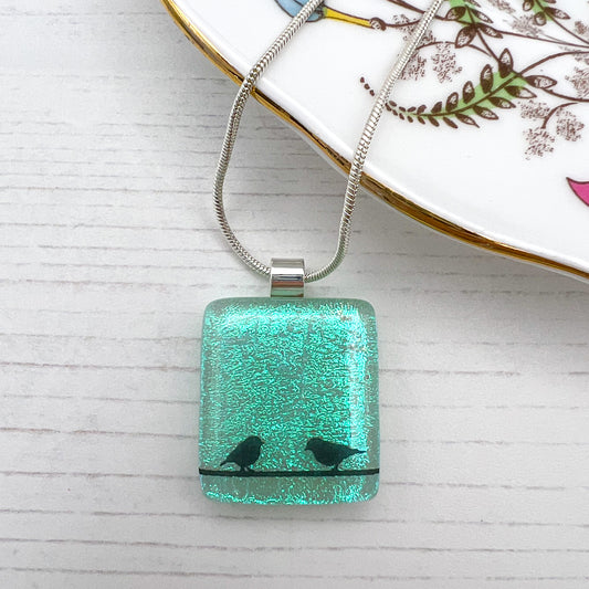 Duo of Birds Glass Necklace