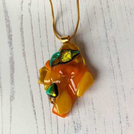 Abstract Dichroic Glass Necklaces - Reds, Oranges, Yellows