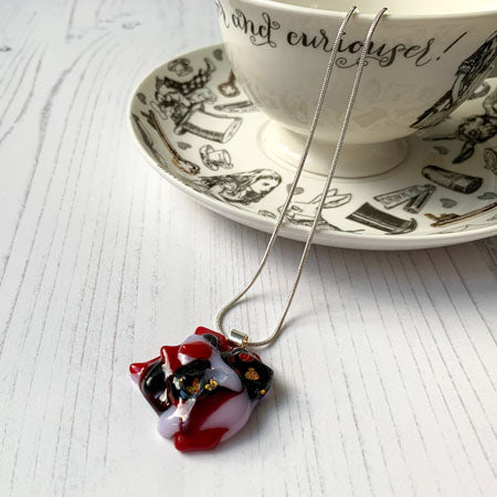 Abstract Dichroic Glass Necklaces - Reds, Oranges, Yellows